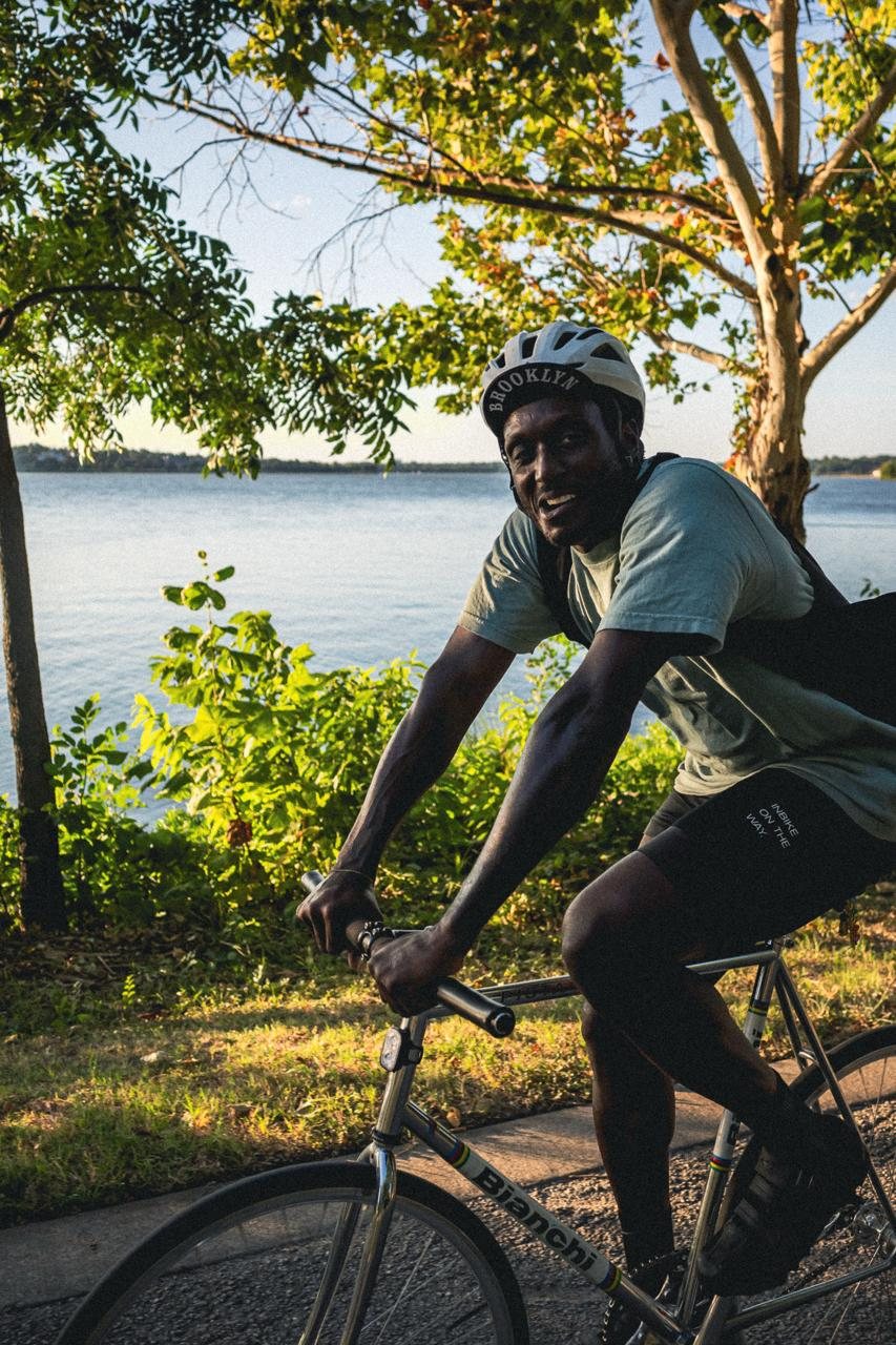 Rider smiling mid-ride