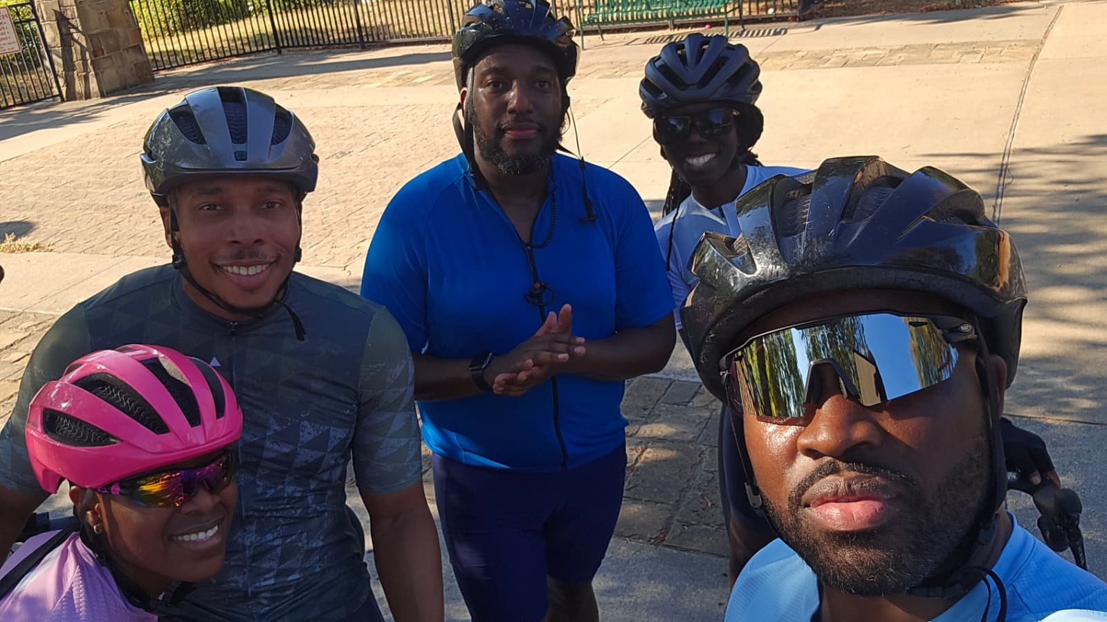 Five riders after a ride